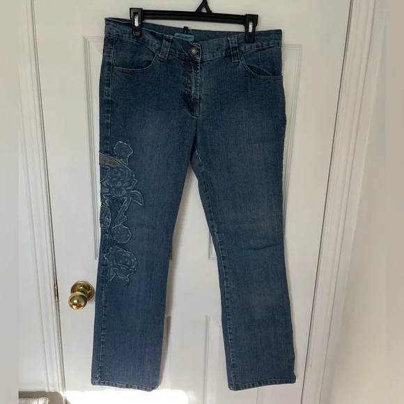 Blue Embroidered Women's vintage Jeans - Picture 1 of 5